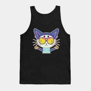 Cat cute sticker styles Galaxy Tank Top